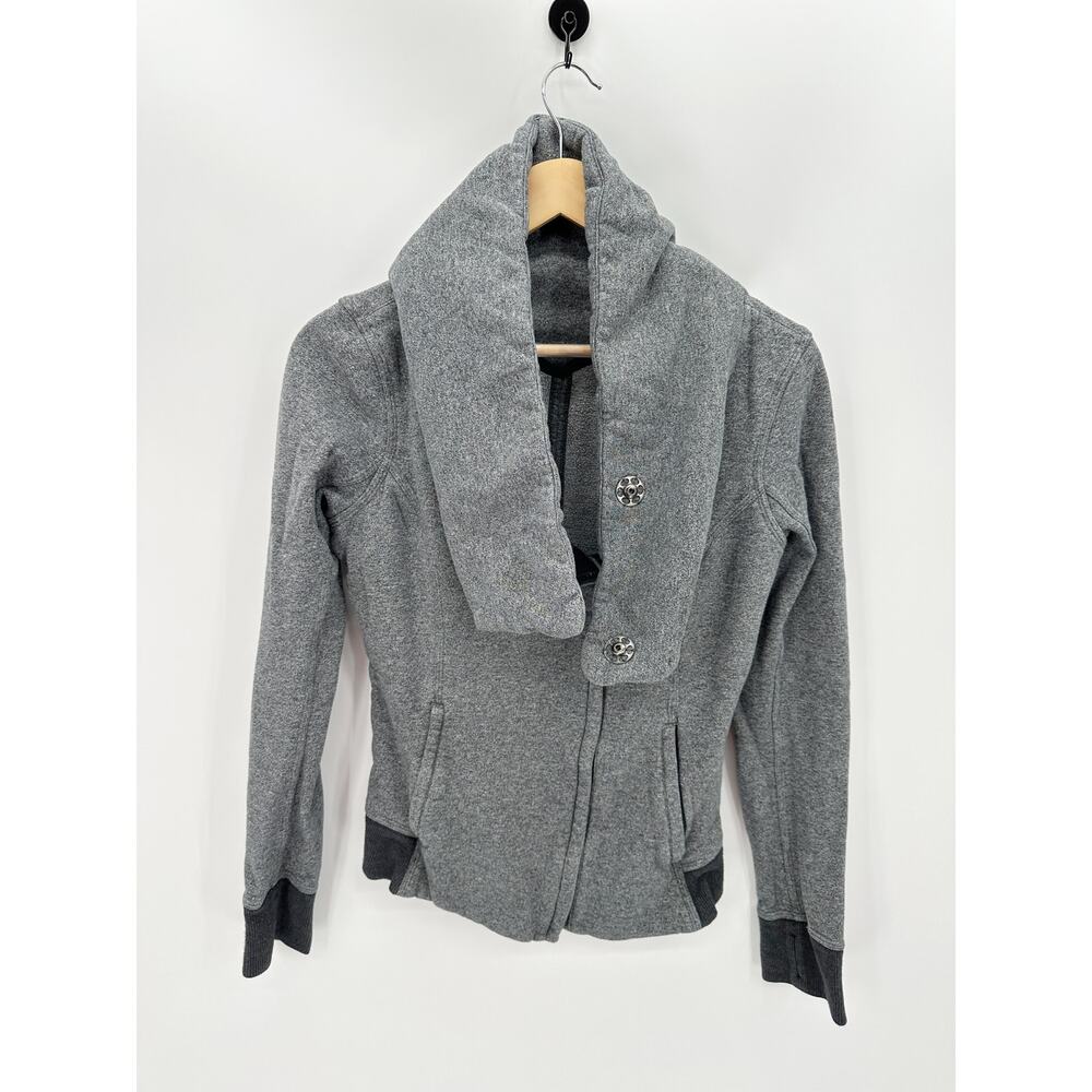 Lululemon Jacket Women 8 Grey Karmacollected Collared Cotton Fleece‎ Super Soft